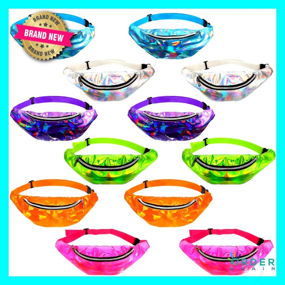 Holographic Fanny Packs Waterproof Running Waist Bags Adjustable Belt Retro